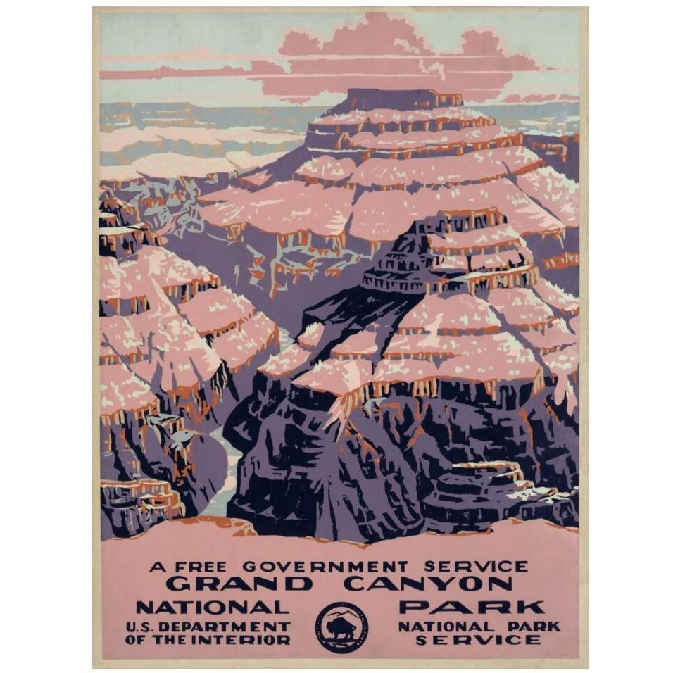 Grand Canyon National Park, a Free Government Service, ca. 1938-Paper Art-14&quotx18"