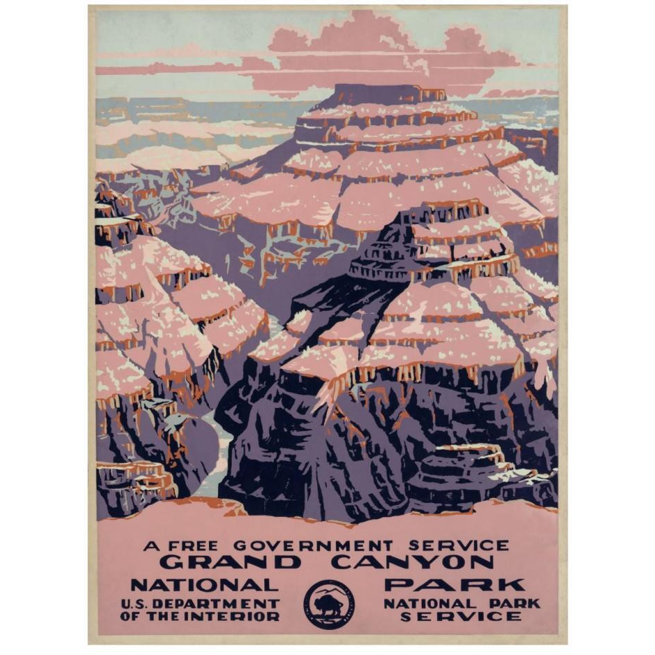 Grand Canyon National Park, a Free Government Service, ca. 1938-Paper Art-20&quotx26"