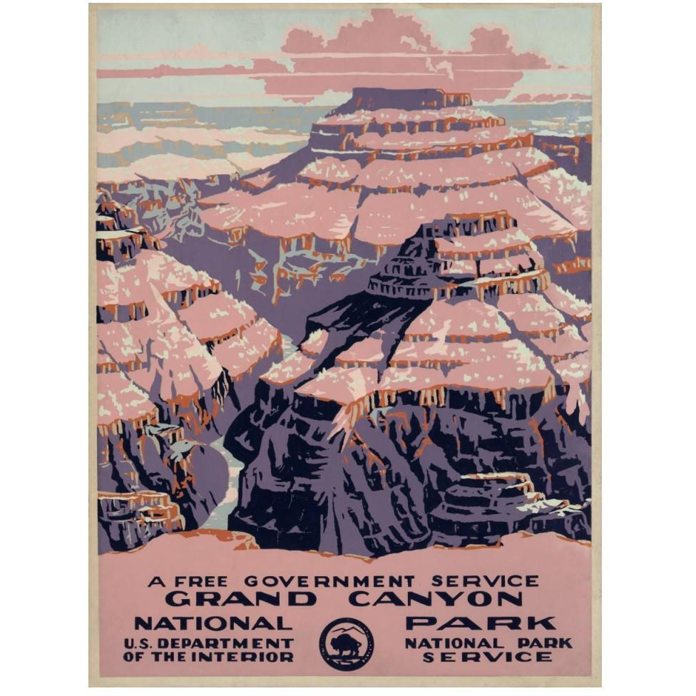 Grand Canyon National Park, a Free Government Service, ca. 1938-Paper Art-38&quotx50"