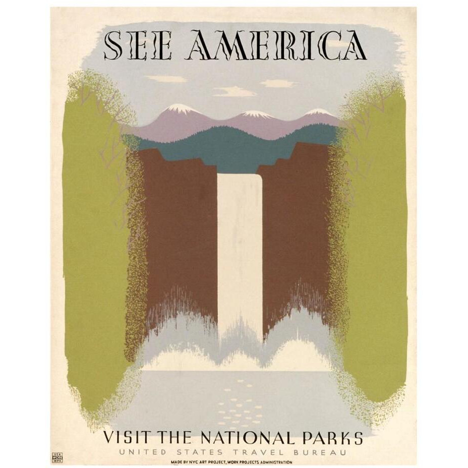 See America Visit the National Parks, ca. 1936-1940-Paper Art-18&quotx22"