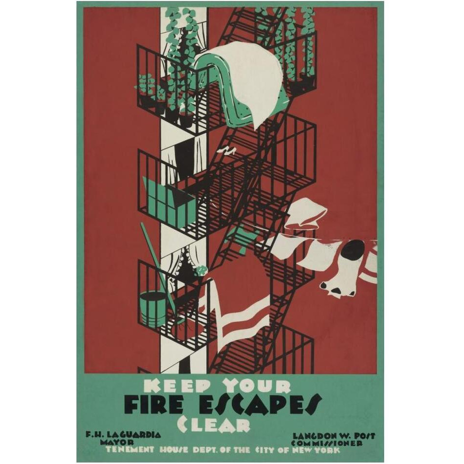 Keep your fire escapes clear-Paper Art-14&quotx20"
