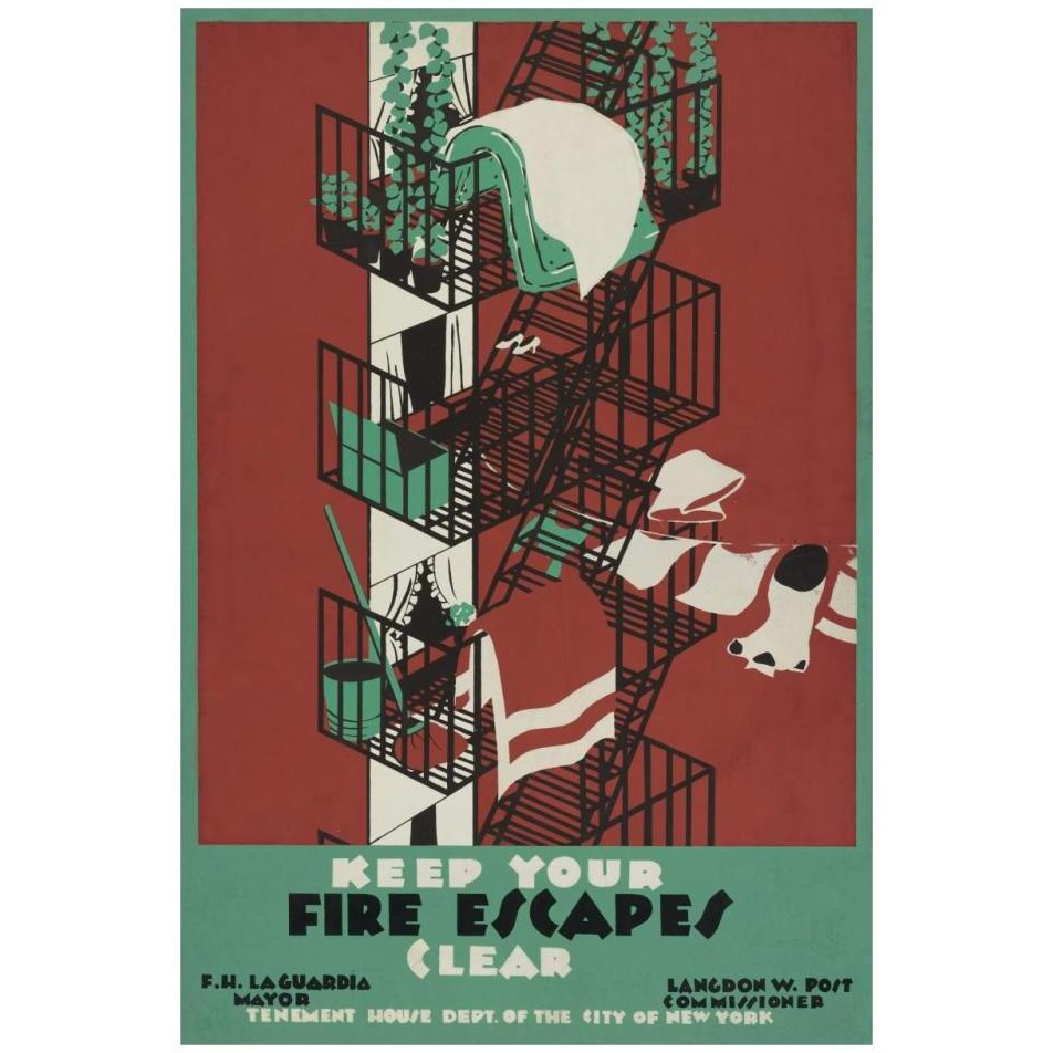 Keep your fire escapes clear-Paper Art-22&quotx32"