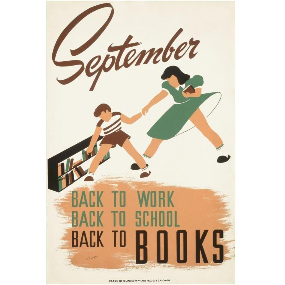 September - back to work - back to school - back to BOOKS-Paper Art-14&quotx20"