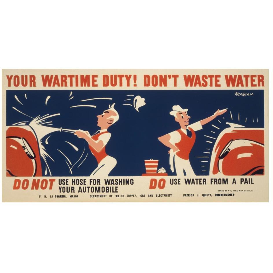 Do not use hose for washing your automobile-Paper Art-26&quotx14"