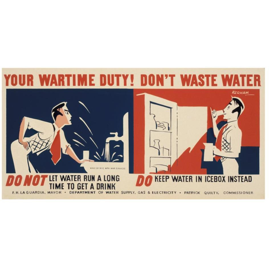 Do not let water run a long time to get a drink-Paper Art-26&quotx14"