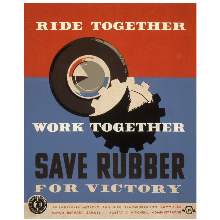 Ride together - work together - save rubber for victory-Paper Art-18&quotx22"