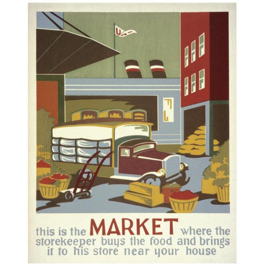 This is the market where the storekeeper buys the food-Paper Art-18&quotx22"
