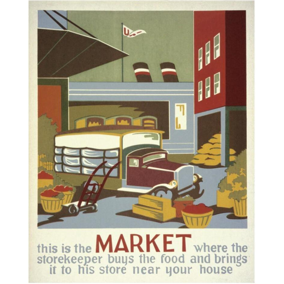 This is the market where the storekeeper buys the food-Paper Art-24&quotx30"