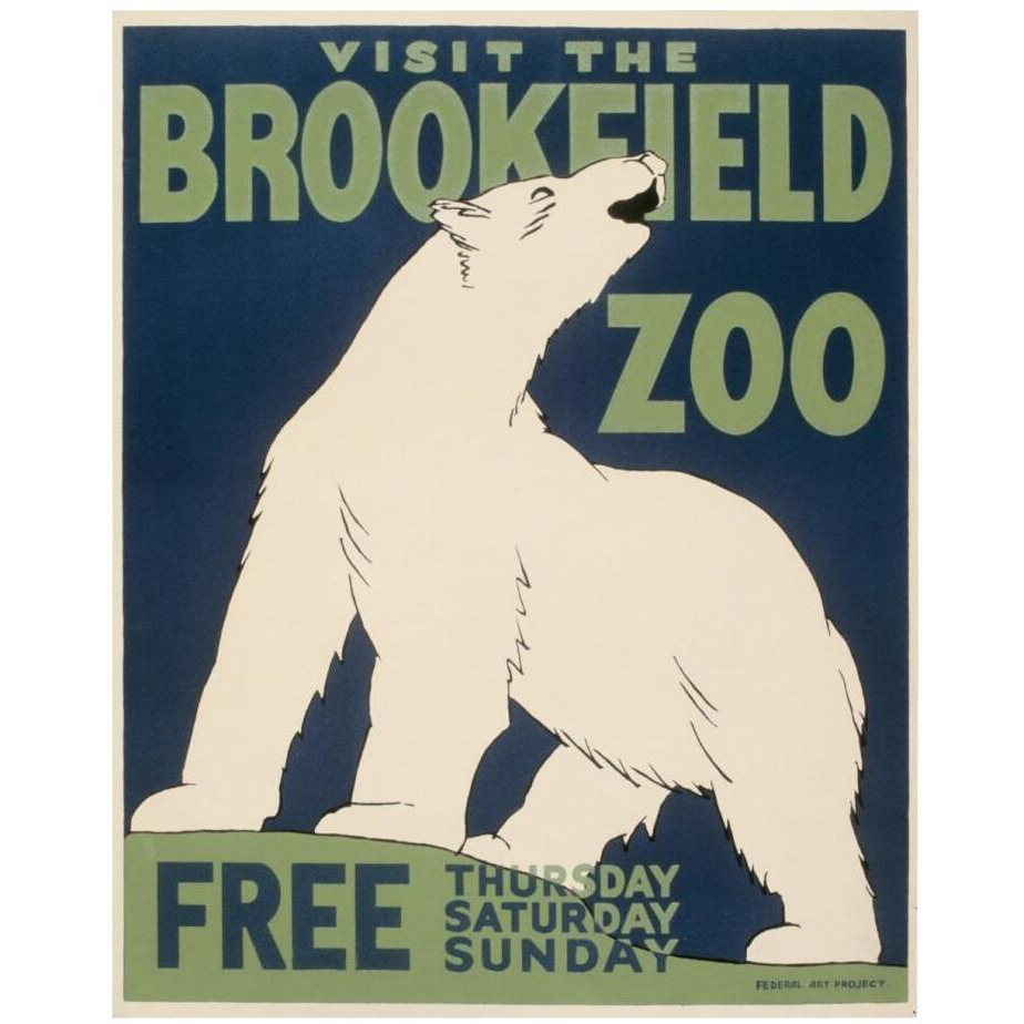 Visit the Brookfield Zoo - Polar Bear-Paper Art-18&quotx22"