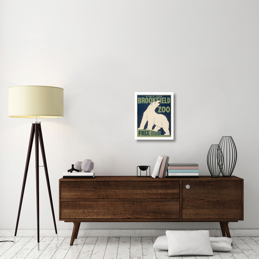Visit the Brookfield Zoo - Polar Bear-Paper Art-18&quotx22"