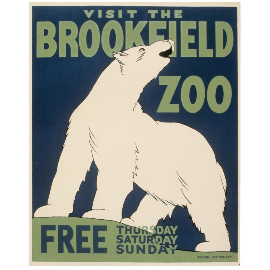 Visit the Brookfield Zoo - Polar Bear-Paper Art-22&quotx26"