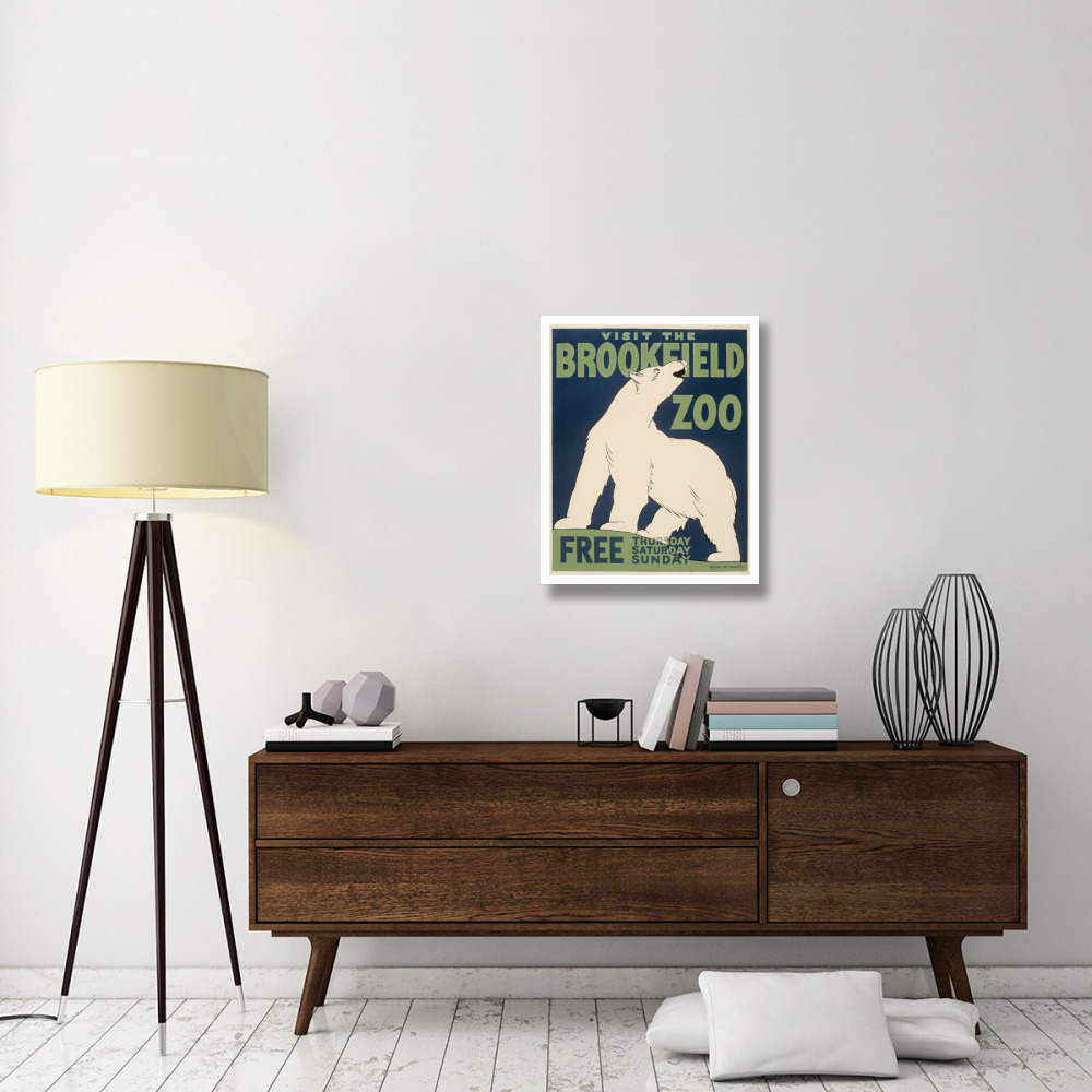 Visit the Brookfield Zoo - Polar Bear-Paper Art-24&quotx30"