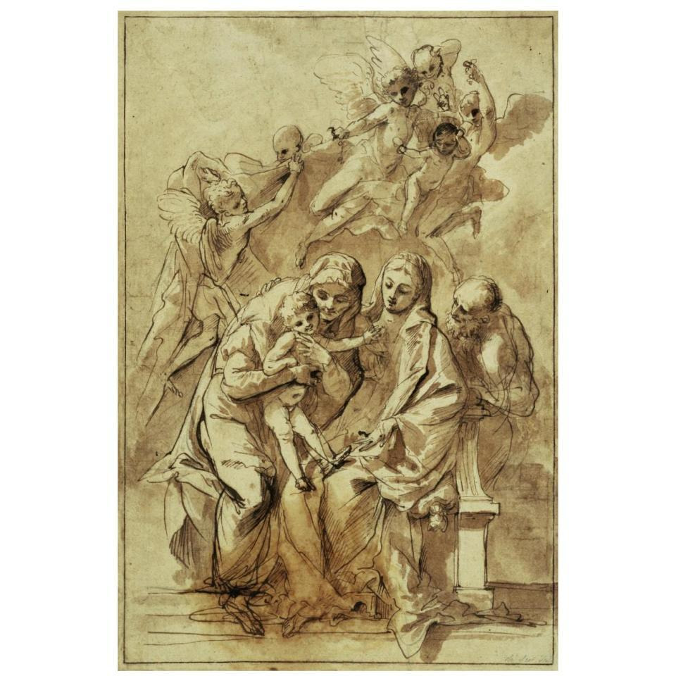 Holy Family with Saint Anne (recto) Figure Sketches (verso)-Paper Art-22&quotx32"