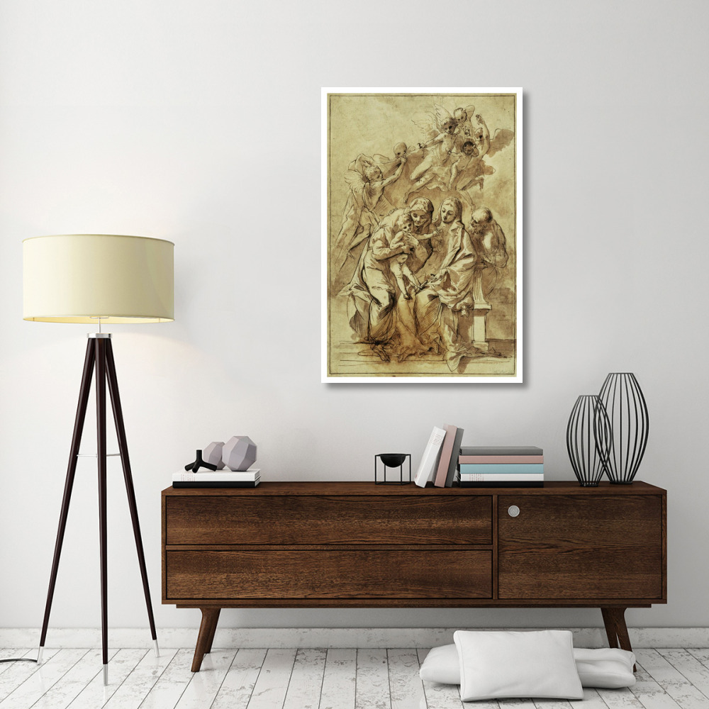 Holy Family with Saint Anne (recto) Figure Sketches (verso)-Paper Art-34&quotx50"