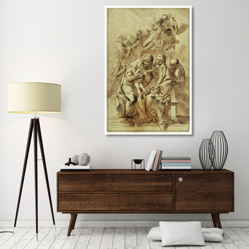 Holy Family with Saint Anne (recto) Figure Sketches (verso)-Paper Art-42&quotx62"