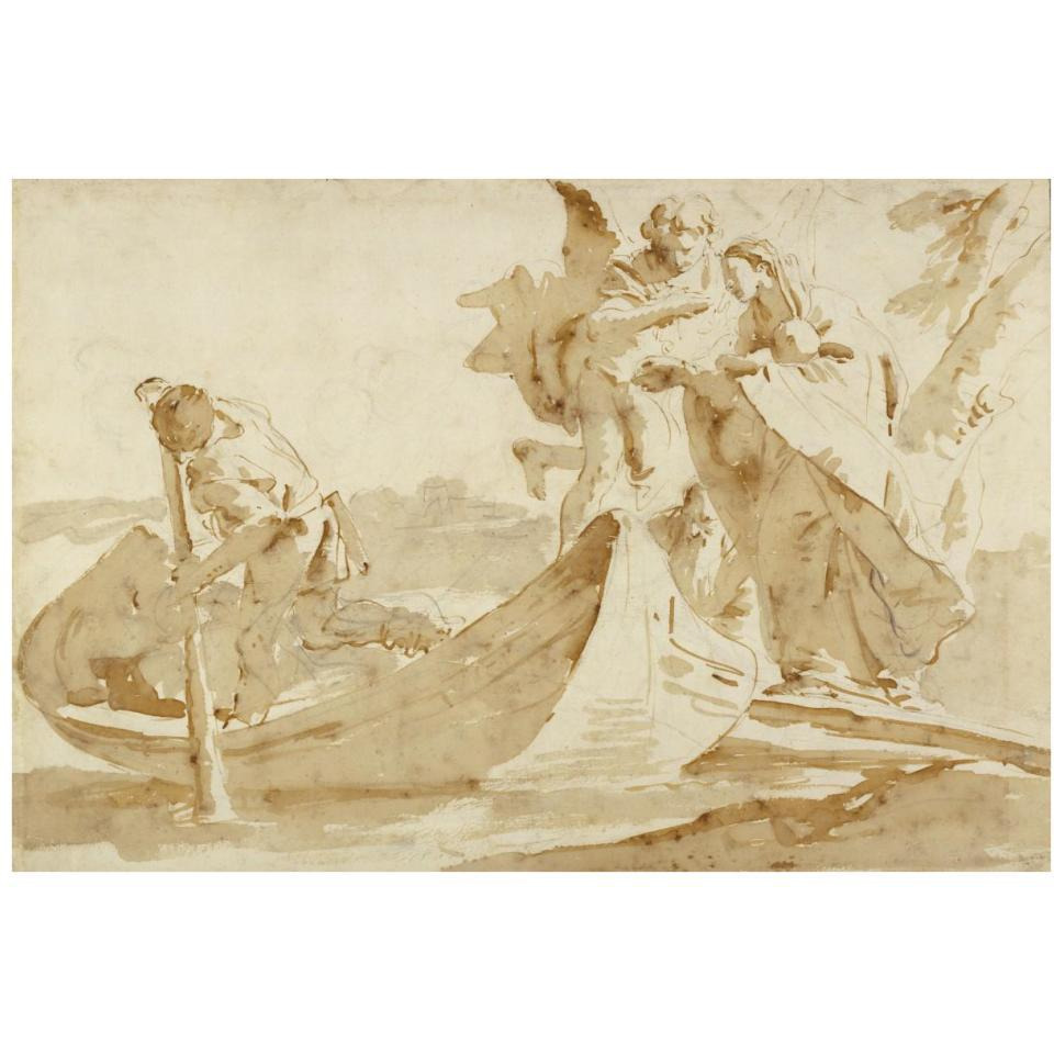 Flight into Egypt (recto) Various Studies (verso)-Paper Art-38&quotx26"