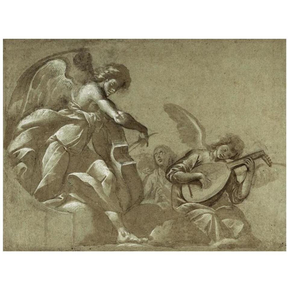 Angel Musicians (recto) Head Studies (verso)-Paper Art-34&quotx26"