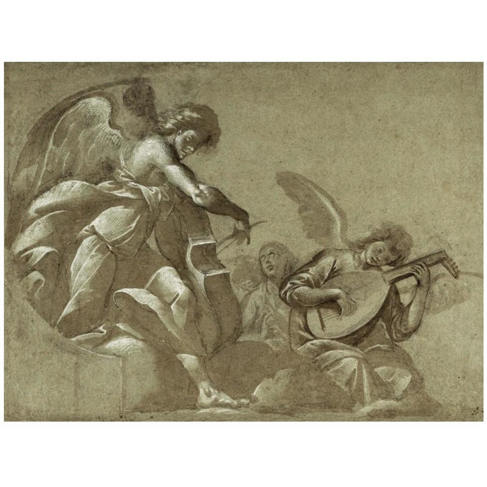 Angel Musicians (recto) Head Studies (verso)-Paper Art-42&quotx32"