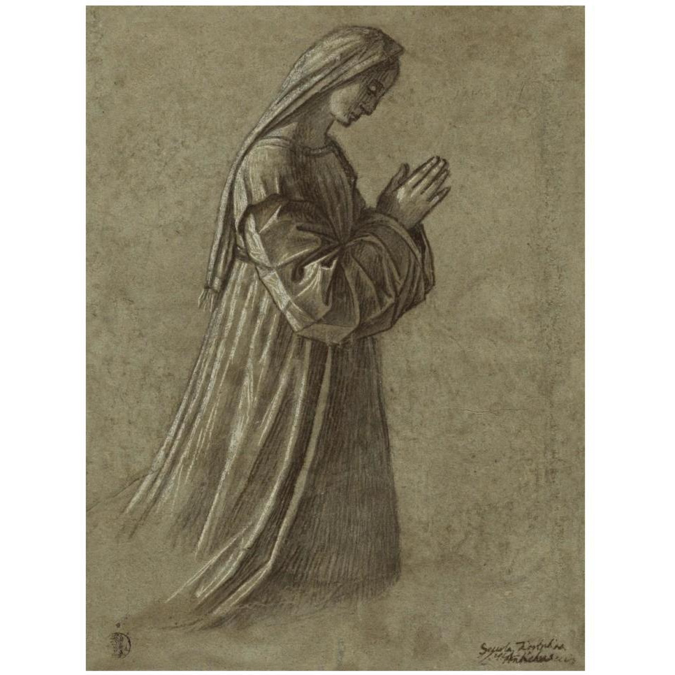 Study of the Virgin (recto) Study of the Virgin and of Hands (verso)-Paper Art-32&quotx42"
