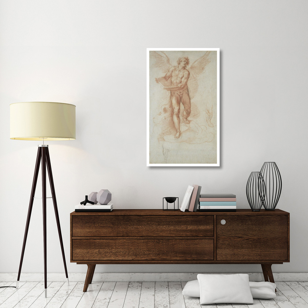 An Angel Holding a Book (recto) Three Studies of a Falling Male Figure (verso)-Paper Art-28&quotx46"