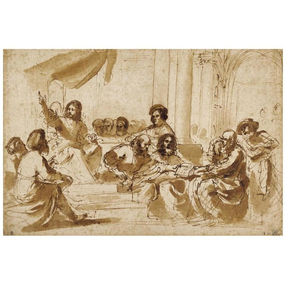 Christ Preaching in the Temple-Paper Art-32&quotx22"