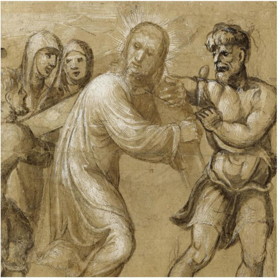 Christ Carrying the Cross (recto) The Resurrection (verso)-Paper Art-20&quotx20"