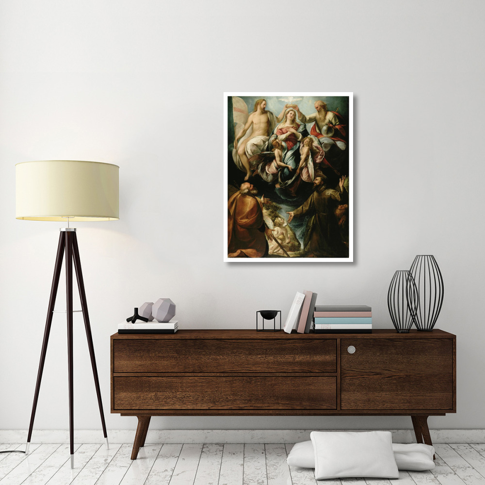 Coronation of the Virgin with Saints Joseph and Francis of Assisi-Paper Art-32&quotx42"