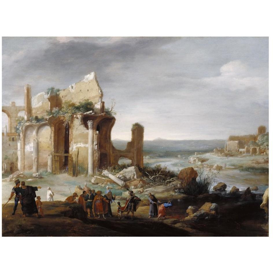 Moses and Aaron Changing the Rivers of Egypt to Blood-Paper Art-26&quotx20"