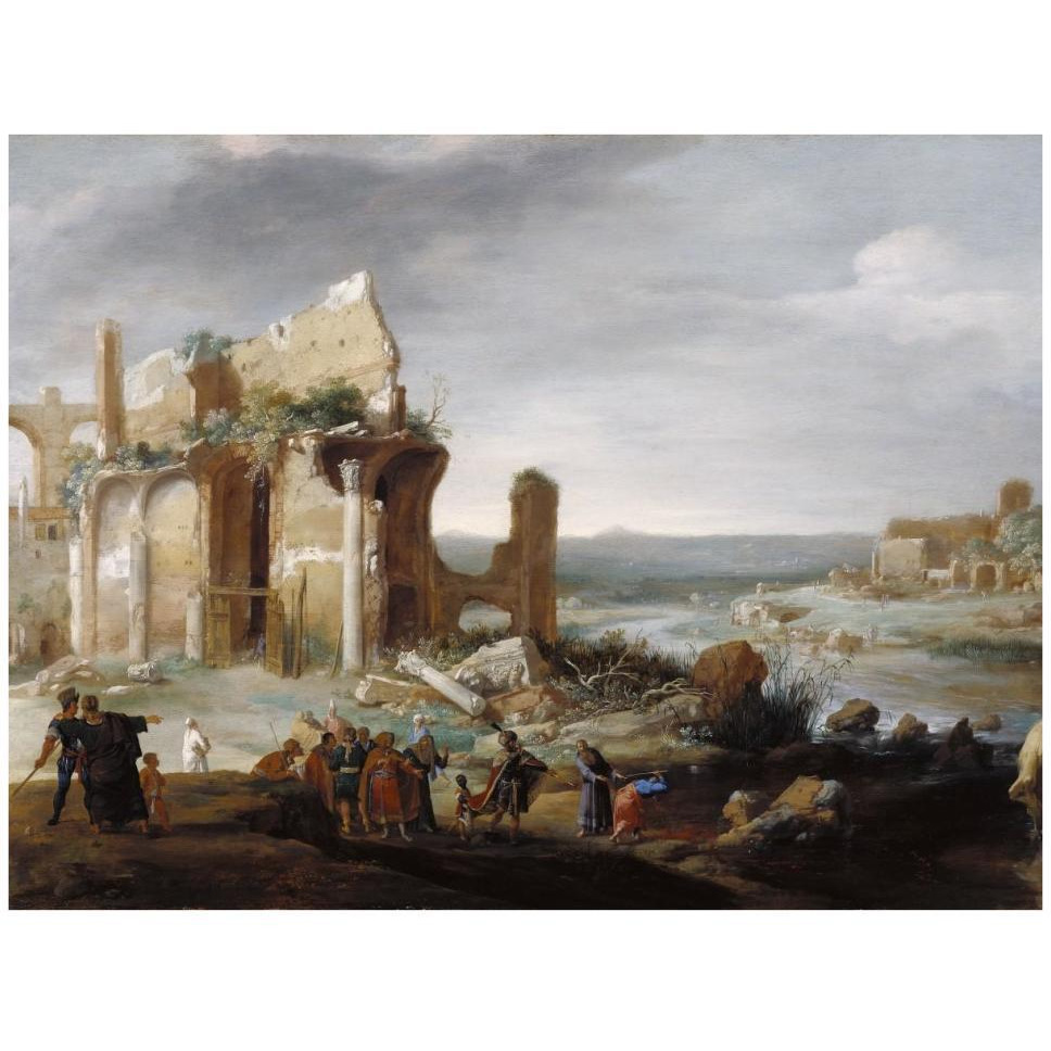 Moses and Aaron Changing the Rivers of Egypt to Blood-Paper Art-42&quotx32"