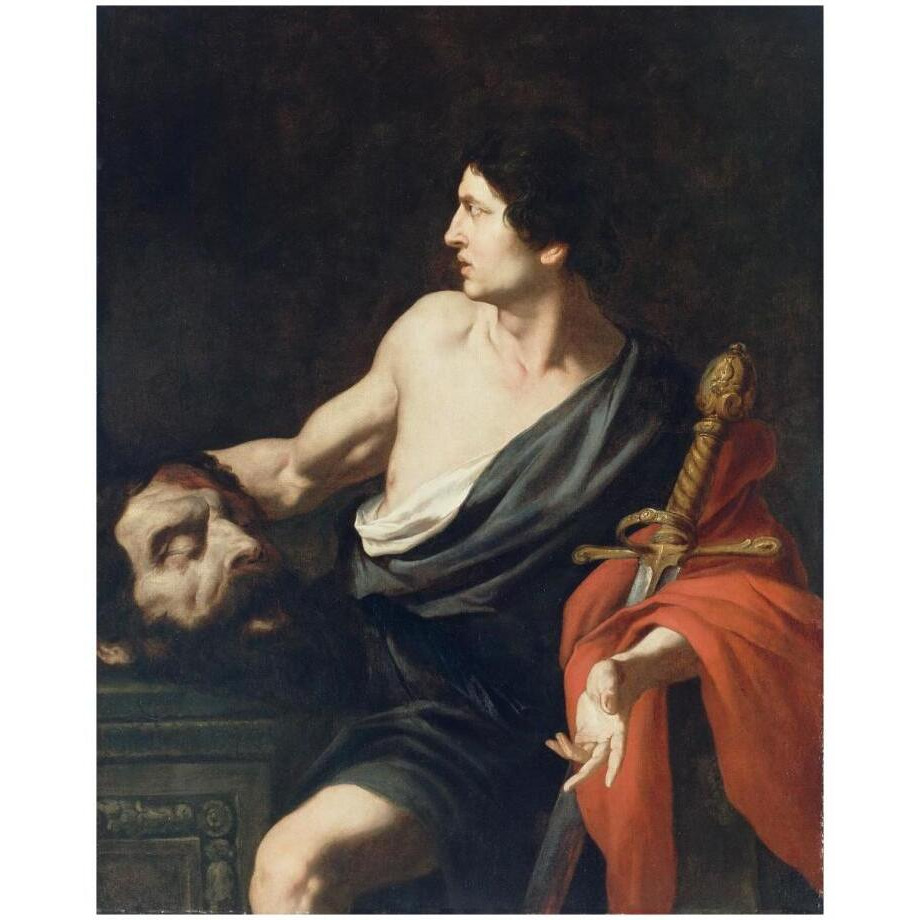 David with the Head of Goliath-Paper Art-18&quotx22"