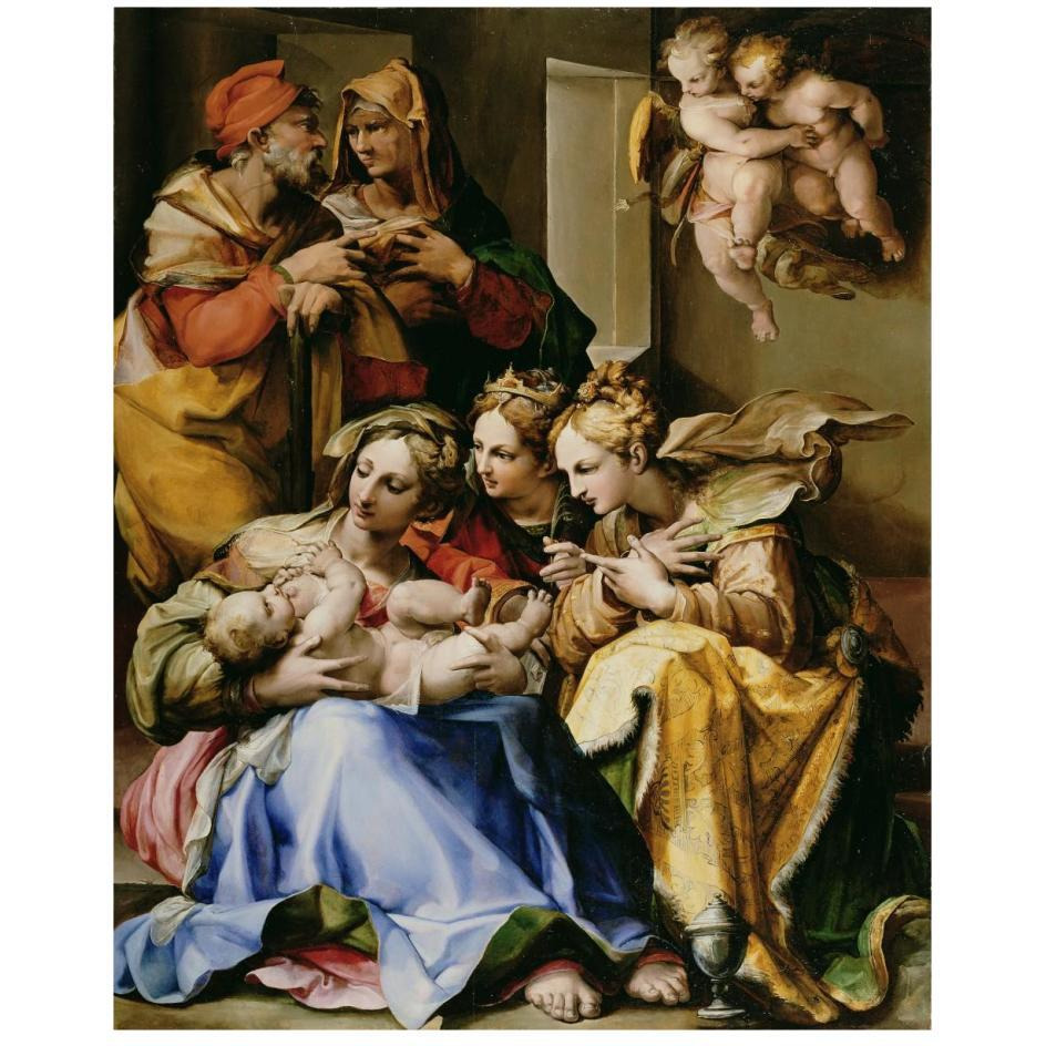 Holy Family with Saints Anne, Catherine of Alexandria, and Mary Magdalene-Paper Art-22&quotx26"