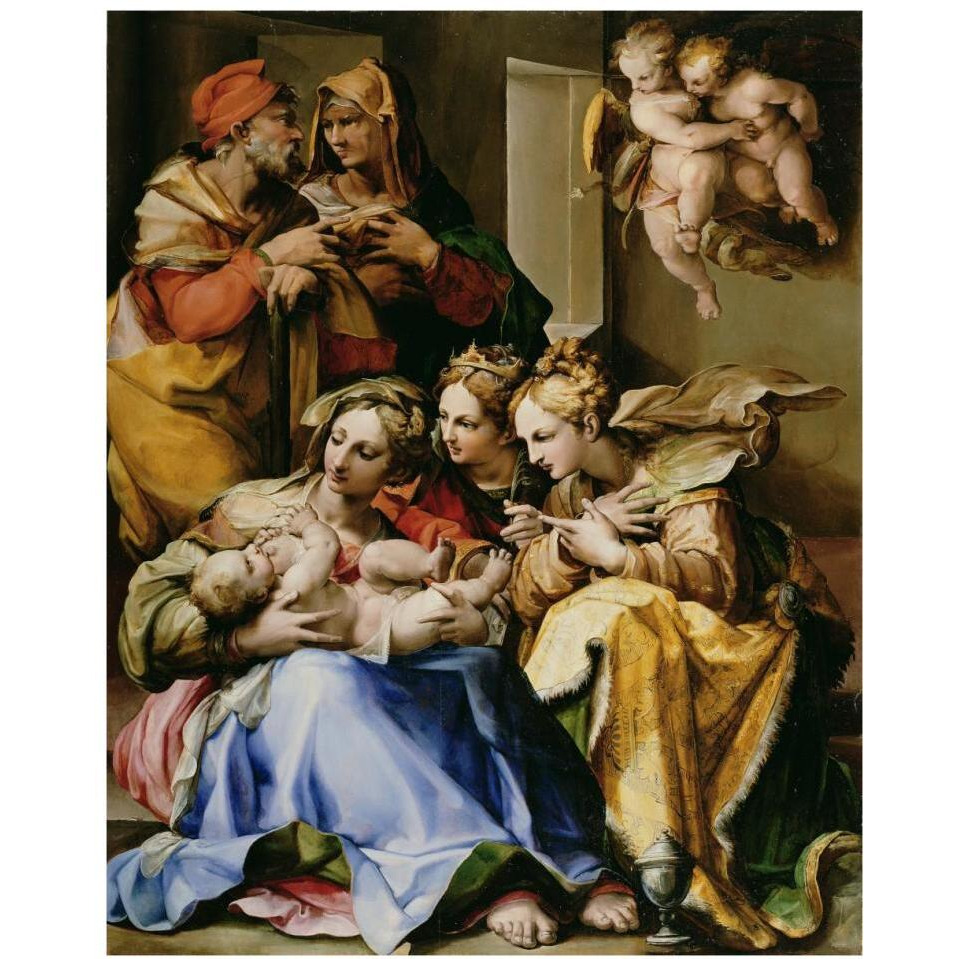 Holy Family with Saints Anne, Catherine of Alexandria, and Mary Magdalene-Paper Art-30&quotx37"