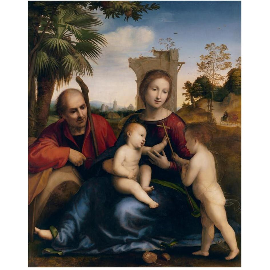 The Rest on the Flight into Egypt with St. John the Baptist-Paper Art-24&quotx30"