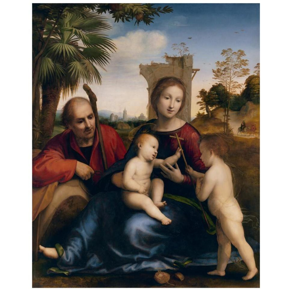 The Rest on the Flight into Egypt with St. John the Baptist-Paper Art-30&quotx37"