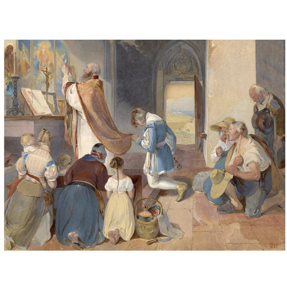 Fridolin Assists with the Holy Mass-Paper Art-34&quotx26"