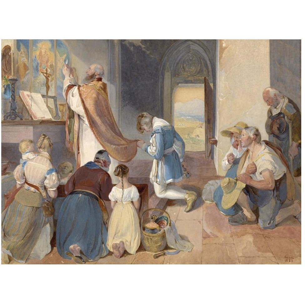 Fridolin Assists with the Holy Mass-Paper Art-50&quotx38"