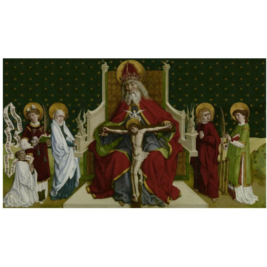 The Trinity with the Virgin, Saints John the Evangelist, Stephen and Lawrence and a Donor-Paper Art-24&quotx15"