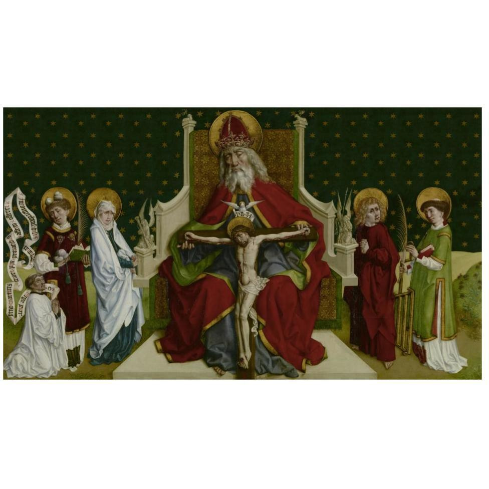 The Trinity with the Virgin, Saints John the Evangelist, Stephen and Lawrence and a Donor-Paper Art-46&quotx27"