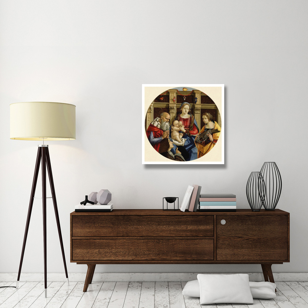 Madonna and Child with a Male Saint, Catherine of Alexandria and a Donor-Paper Art-32&quotx32"
