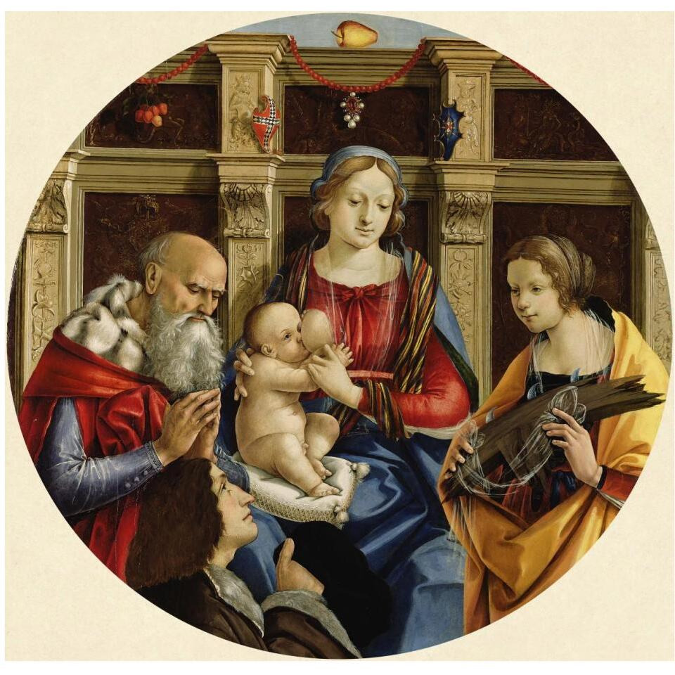 Madonna and Child with a Male Saint, Catherine of Alexandria and a Donor-Paper Art-42&quotx42"