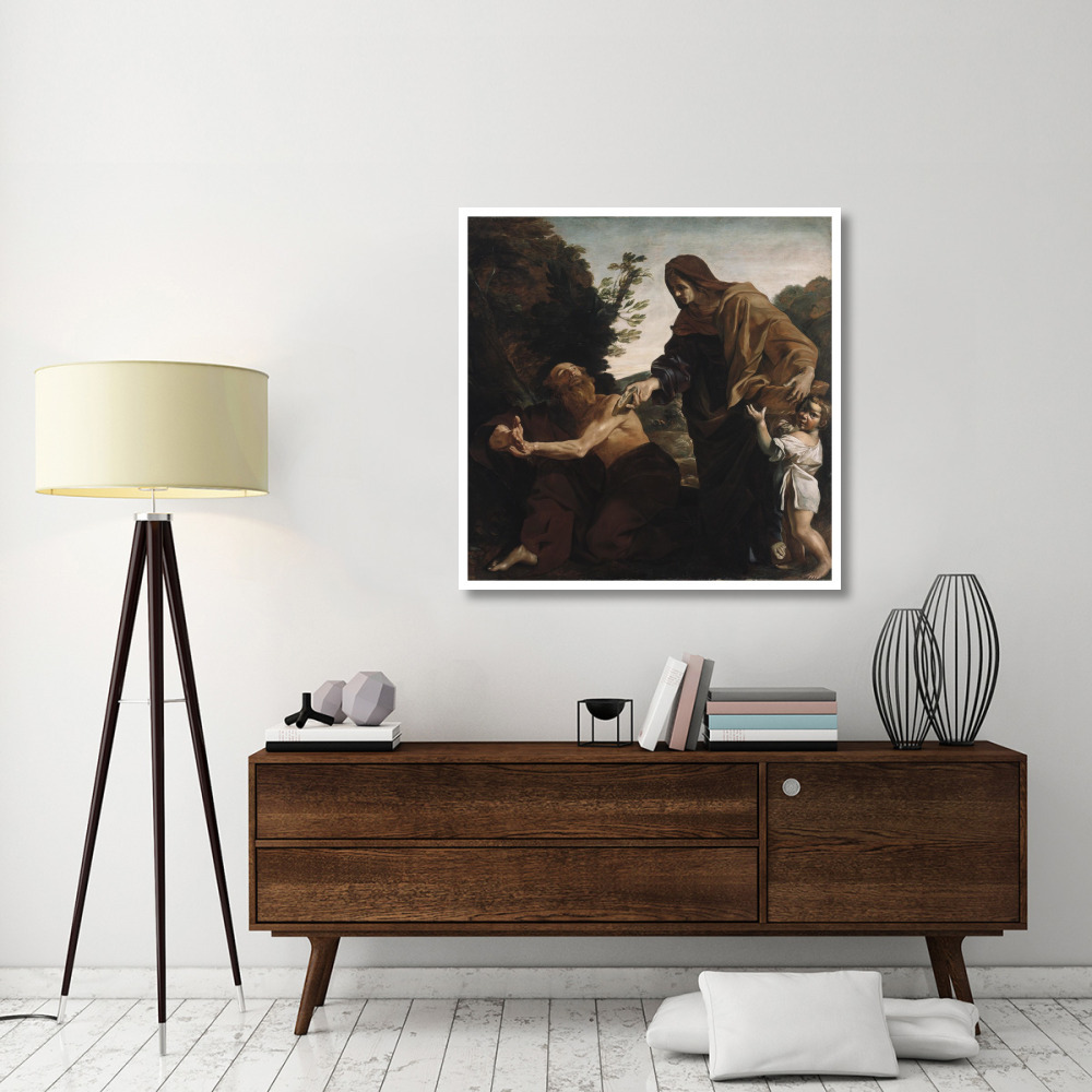 Elijah Receiving Bread from the Widow of Zarephath-Paper Art-42&quotx42"