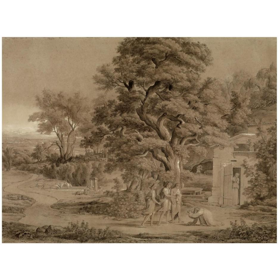 Landscape with Abraham and the Three Angels in the Valley of Mambre-Paper Art-26&quotx20"