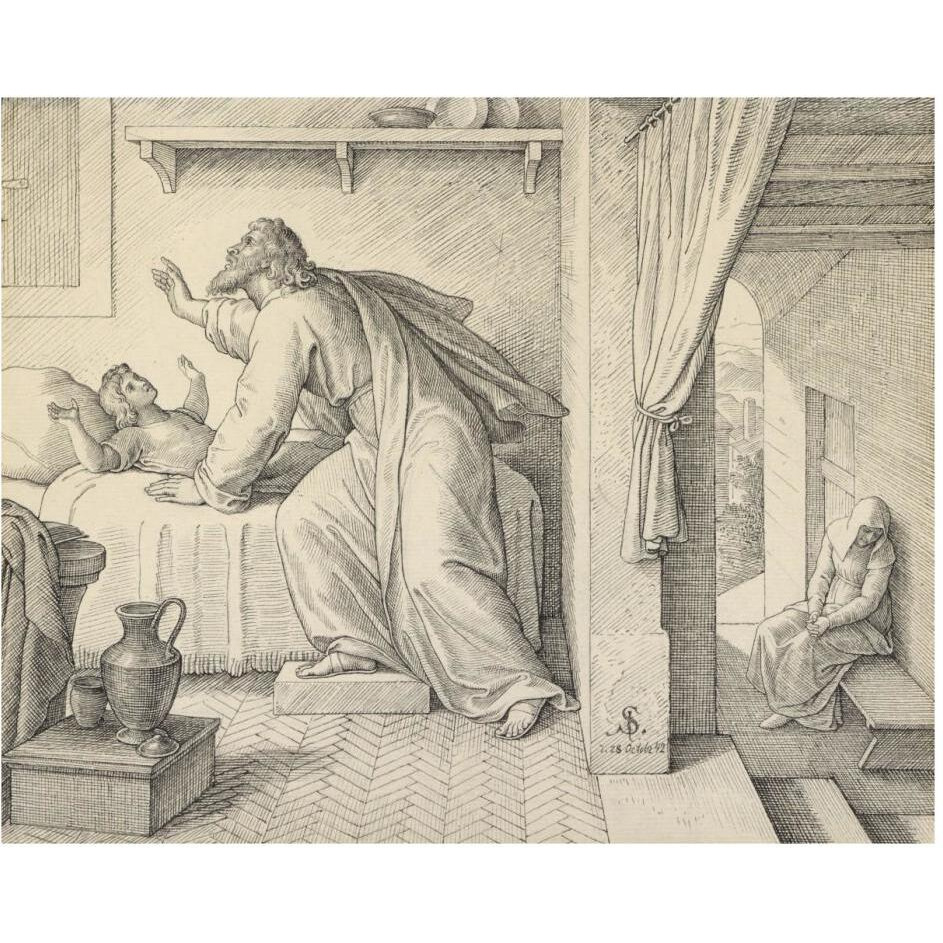 Elijah Revives the Son of the Widow of Zarephath-Paper Art-30&quotx24"