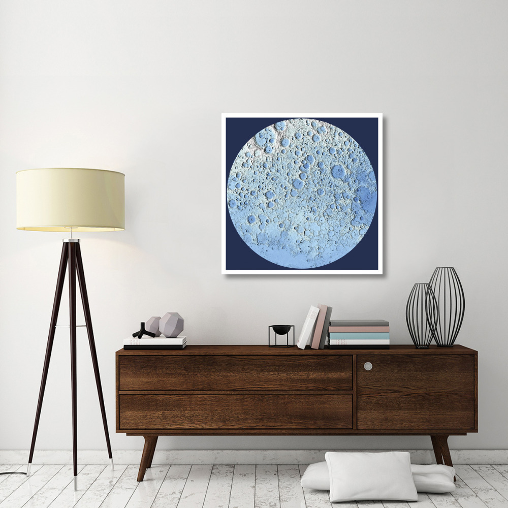 Unmarked Decorative Topographic Map of the Moon, North Pole-Paper Art-38&quotx38"