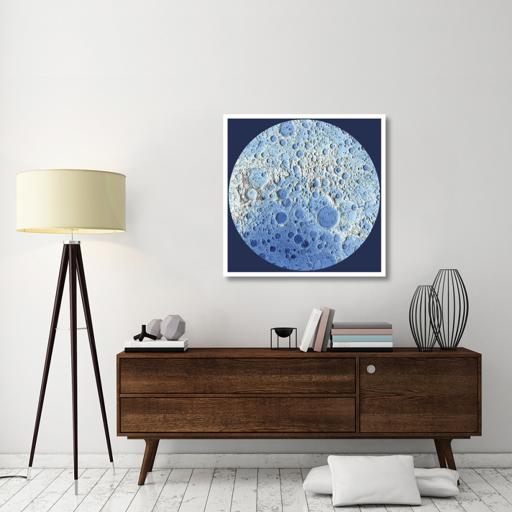 Unmarked Decorative Topographic Map of the Moon, South Pole-Paper Art-38&quotx38"