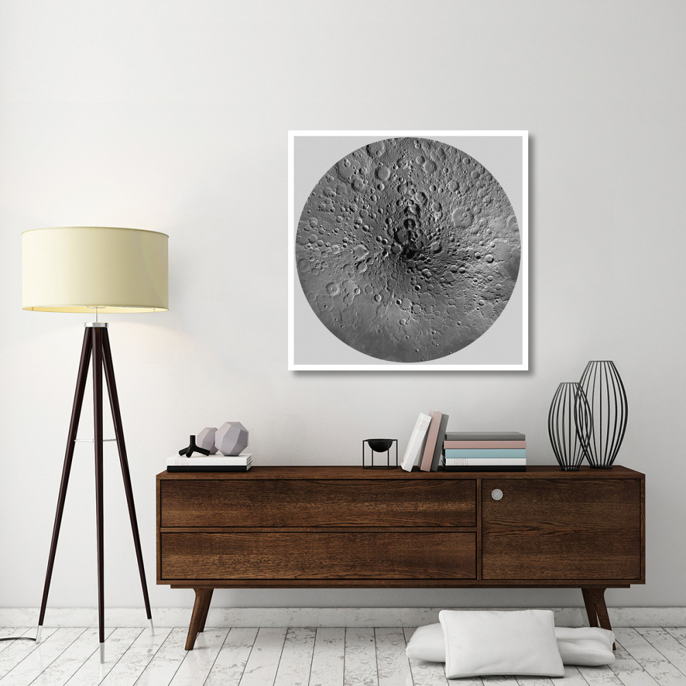Unmarked Map of the Moon, North Pole-Paper Art-42&quotx42"