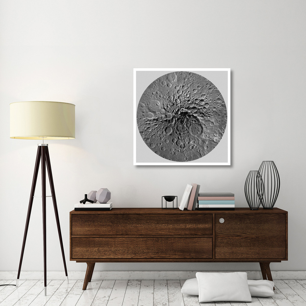 Unmarked Map of the Moon, South Pole-Paper Art-38&quotx38"