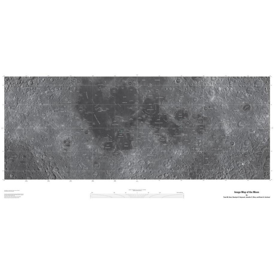 Map of the Moon, Projection-Paper Art-38&quotx20"