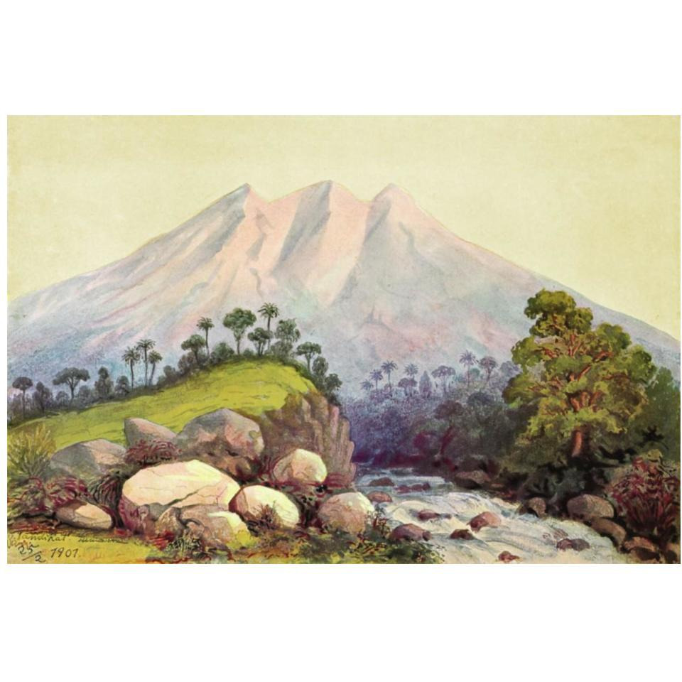 Vulkan Tandikat, Westk_ste von Sumatra-Paper Art-20&quotx14"