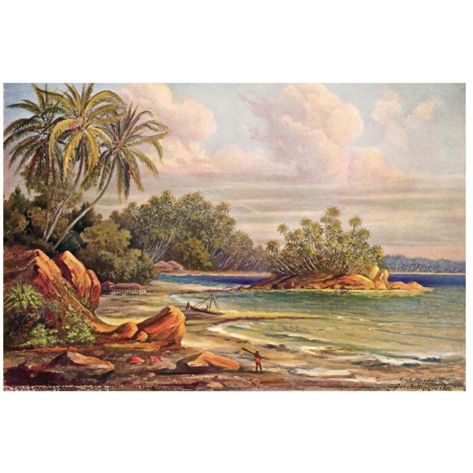 Cocos-Insel bei Belligemma (Gan-Duva) Ceylon-Paper Art-26&quotx18"